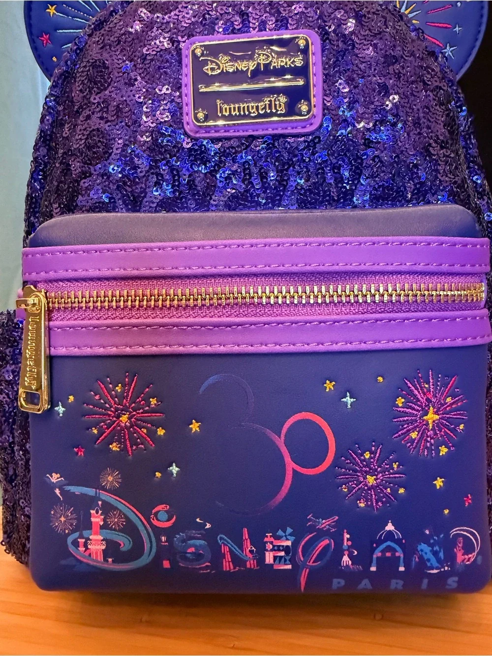 Loungefly Purple Sequin Disney Parks Fireworks Mini Backpack